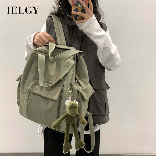 IELGY school bag female portable college style tooling simple backpack wild large capacity