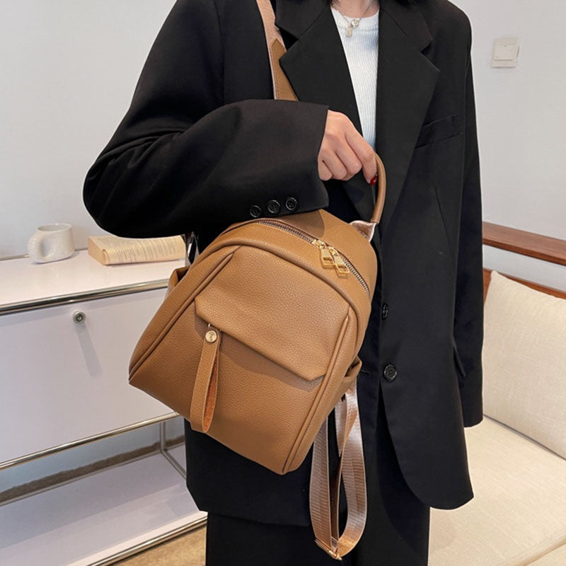 IELGY Soft Leather Ladies Backpack Fashion Art Travel Small Backpack