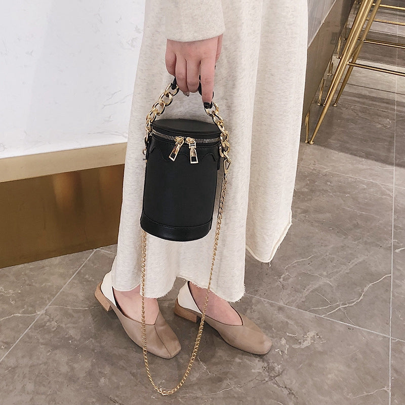 IELGY New Cylindrical Chain Bag Tote Bag Fashion Shoulder Crossbody Bag