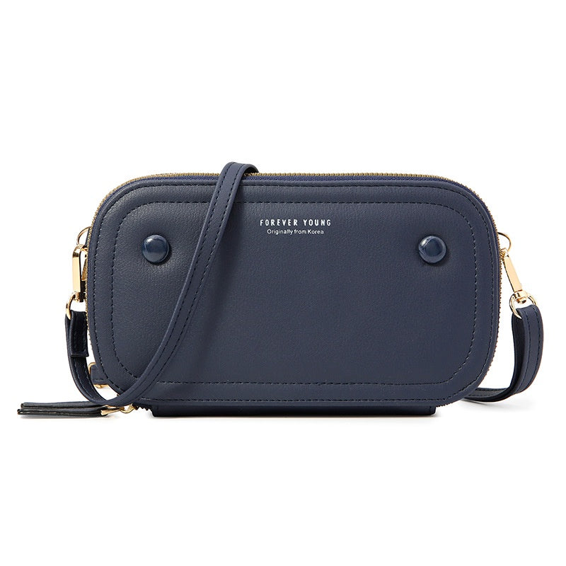 IELGY Korean retro versatile multifunctional smooth zipper phone bag for ladies