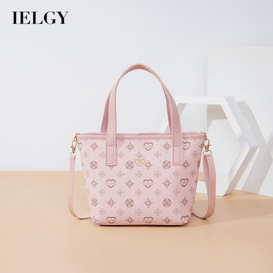 IELGY handbags bucket bags flowers diagonal bags simple and classic shoulder bags soft leather ladies mobile phone bags printed Retro