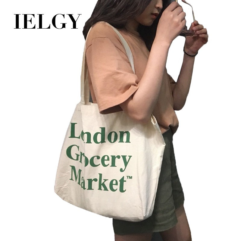 IELGY Letter printing canvas bag shoulder bag hand bag bag