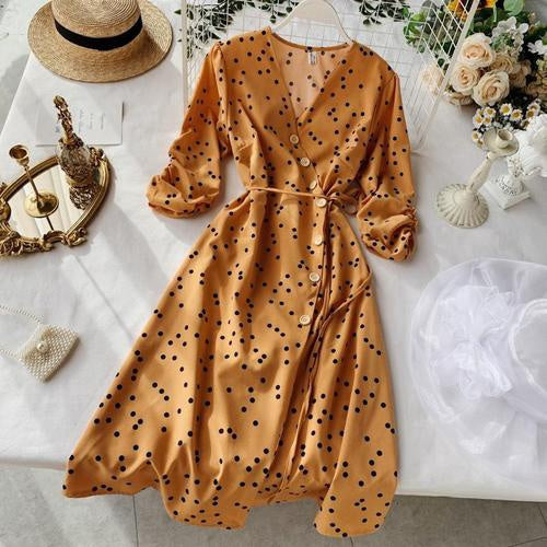 IELGY V-neck design pleated dress