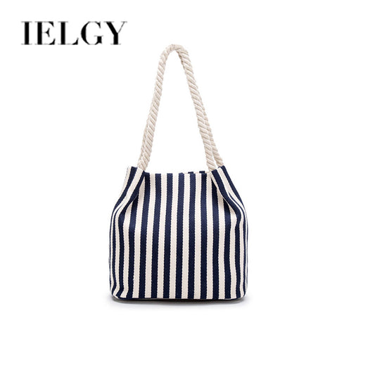 IELGY summer creative print striped one-shoulder cotton bag storage bag European and American fashion female bag