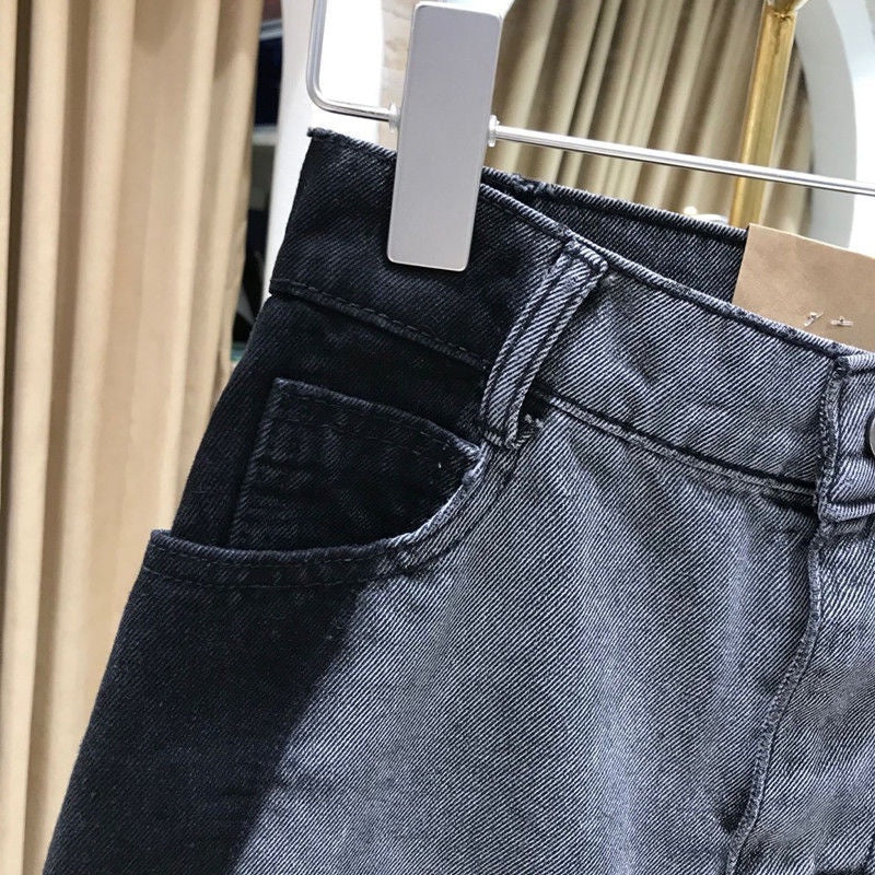 IELGY high-waist slim denim skirt versatile color contrast design