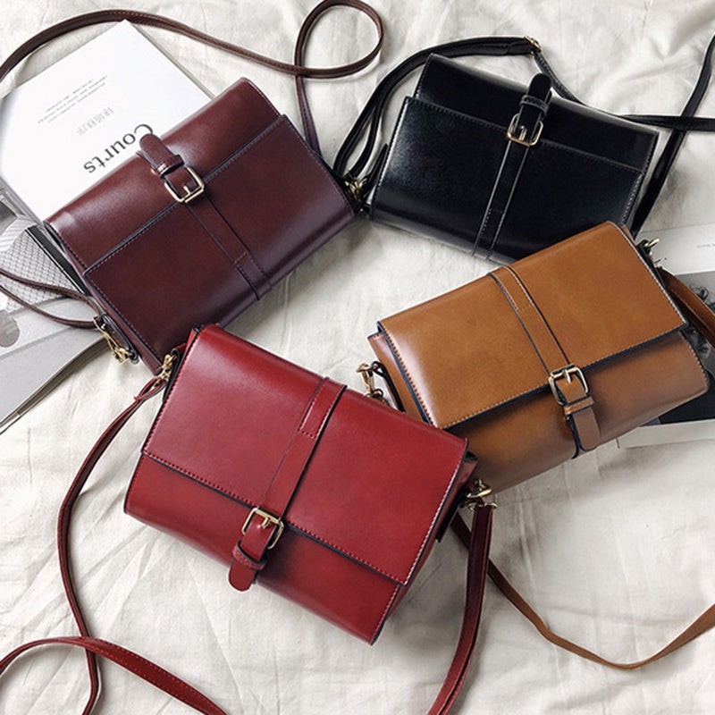IELGY Korean version of solid color simple retro messenger small square bag