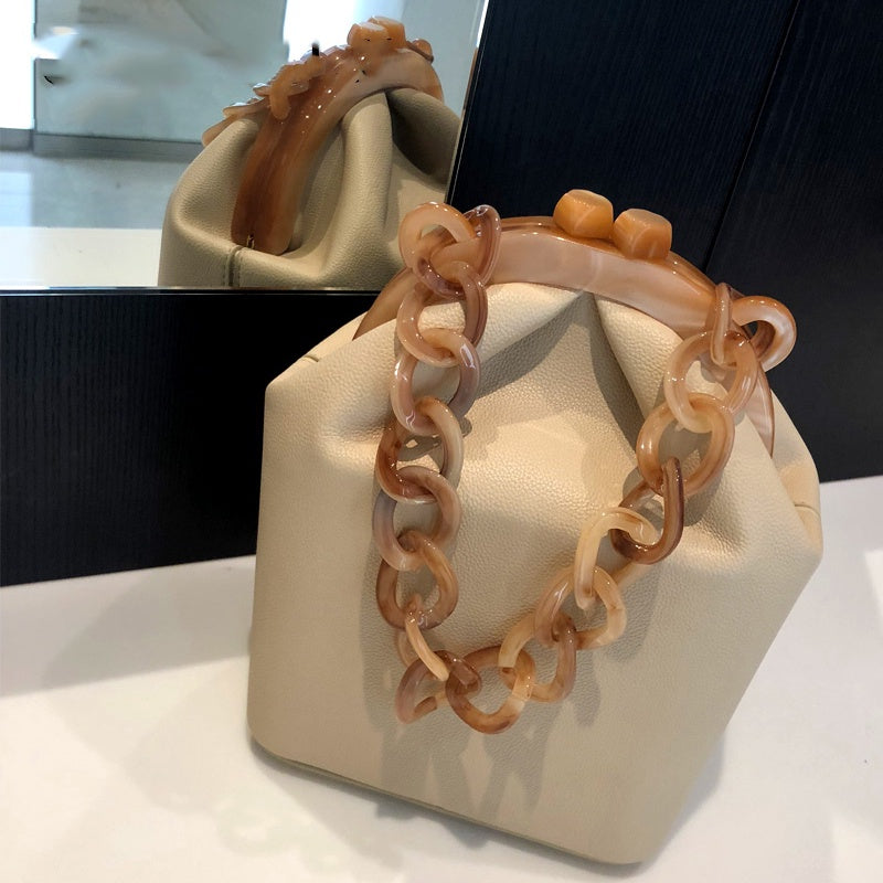 IELGY Acrylic Clip Bucket Bag Thick Chain Tote Shoulder Bag