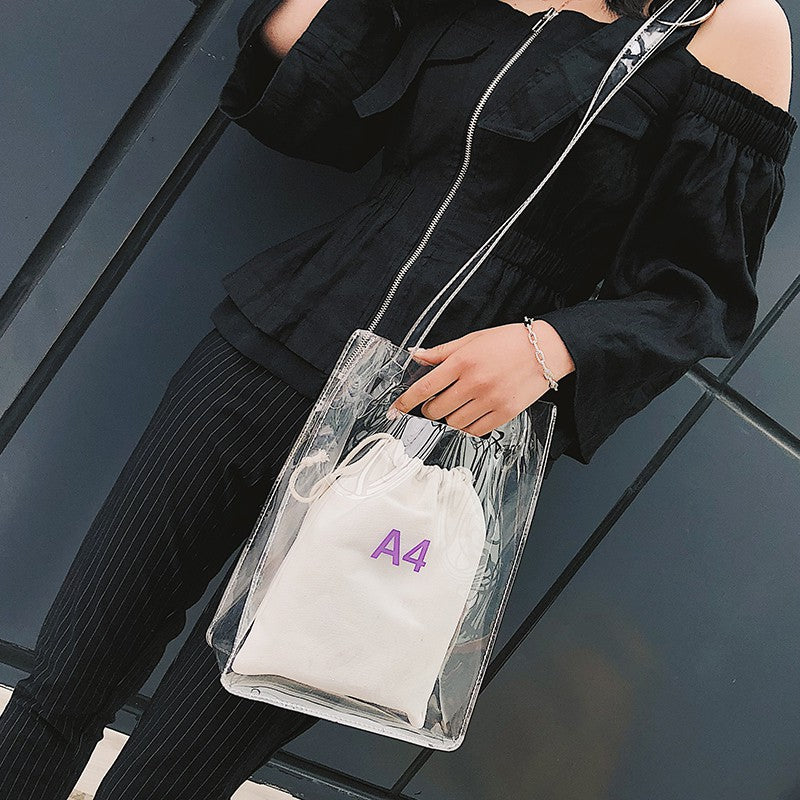 IELGY Transparent jelly mother and son bag diagonal shoulder handbag