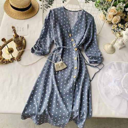 IELGY V-neck design pleated dress
