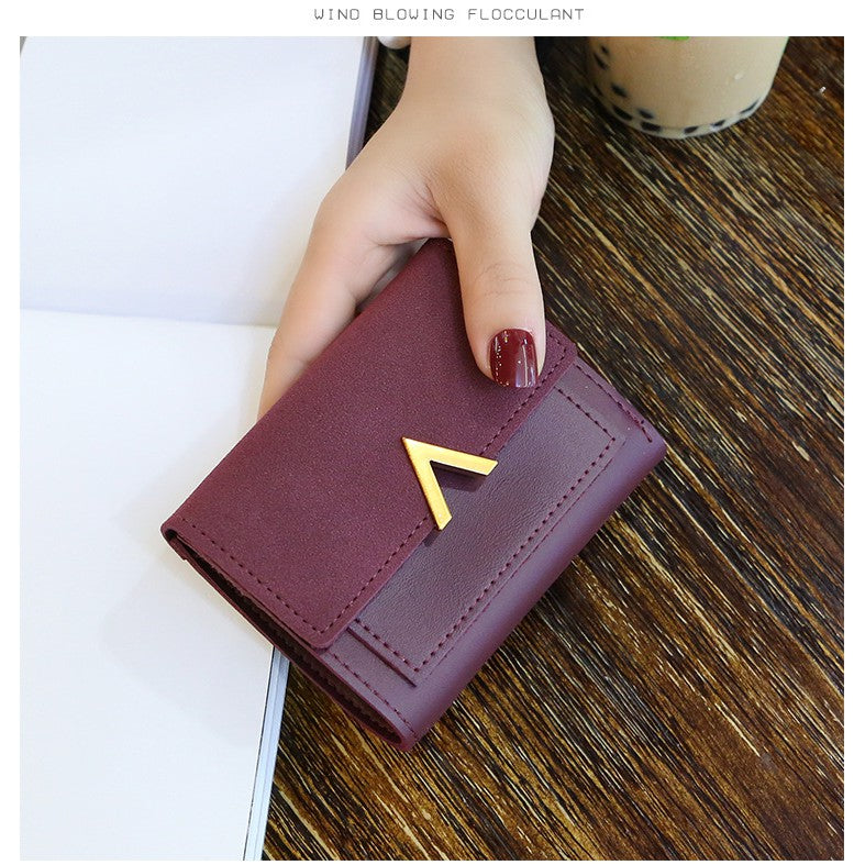 IELGY Small wallet female short paragraph folded personality ins purse