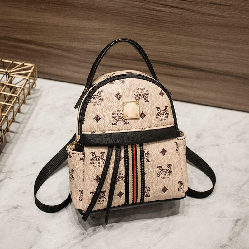 IELGY Korean printing contrast color drawstring backpack large capacity simple handbag