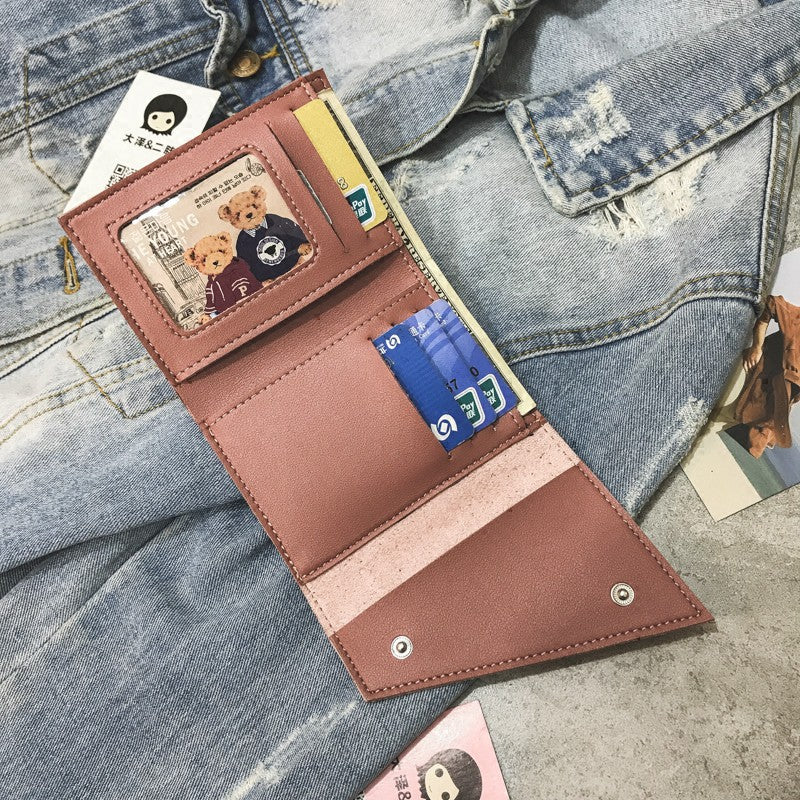 Trifold wallet female short student folding retro Harajuku coin purse