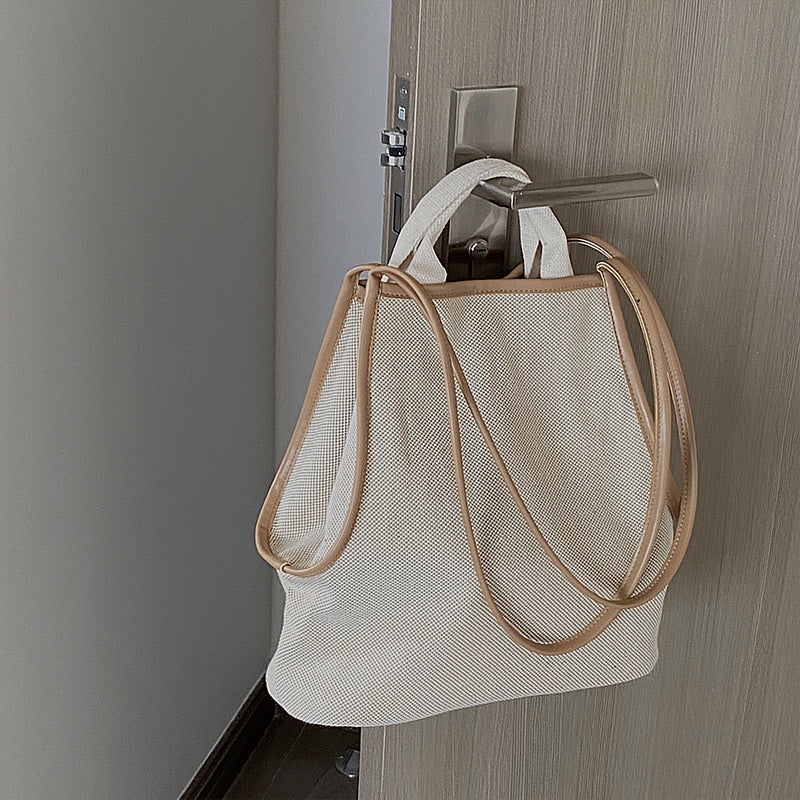 IELGY Women's bag all-match shoulder portable fashion large capacity cloth retro casual bucket