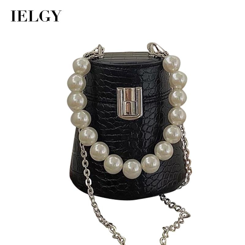 IELGY niche cylinder pearl chain elegant crossbody mini bag