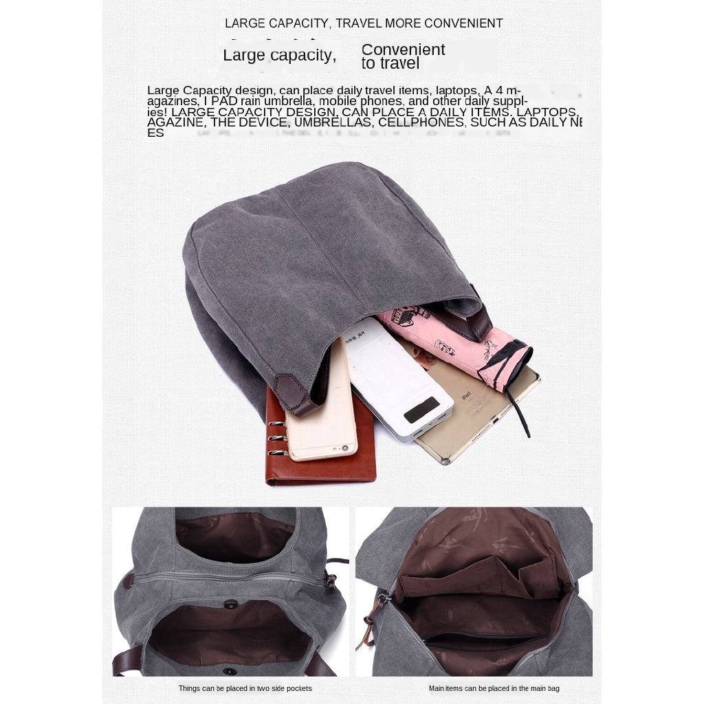New canvas bag female bag fashion wild art simple shoulder bag multi-compartment leisure big bag