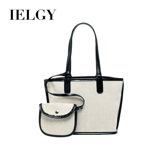 IELGY Mother-in-law package stitching linen handcuffs handbags shoulders open shoulder bag