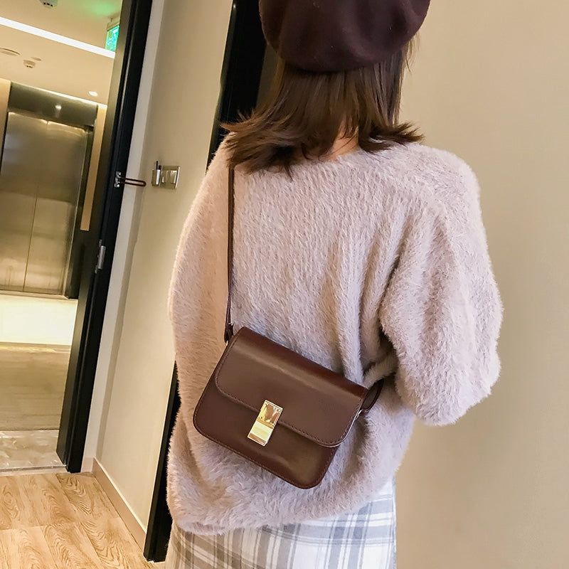 IELGY Classic Lock Crossbody Small Square Bag