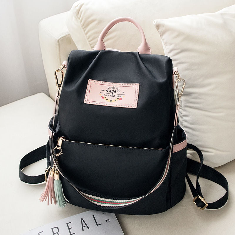 IELGY Oxford cloth backpack women black Korean large-capacity travel school bag