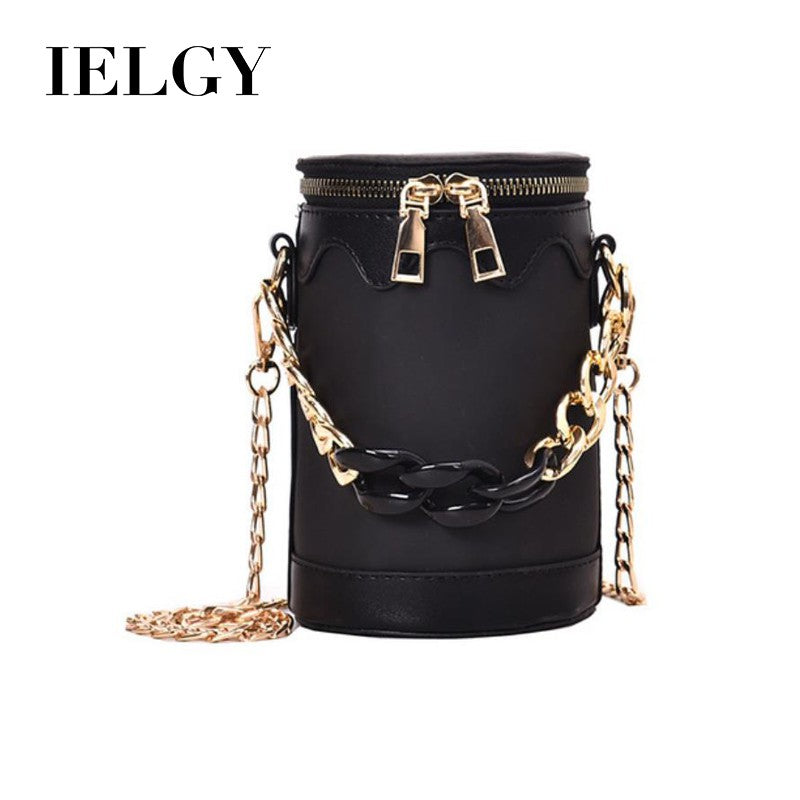 IELGY New Cylindrical Chain Bag Tote Bag Fashion Shoulder Crossbody Bag