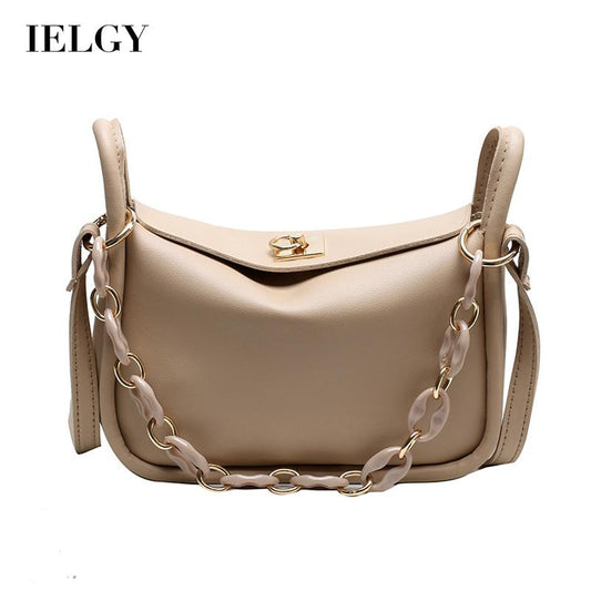 IELGY fashion three-dimensional solid color design sense retro simple chain messenger bag