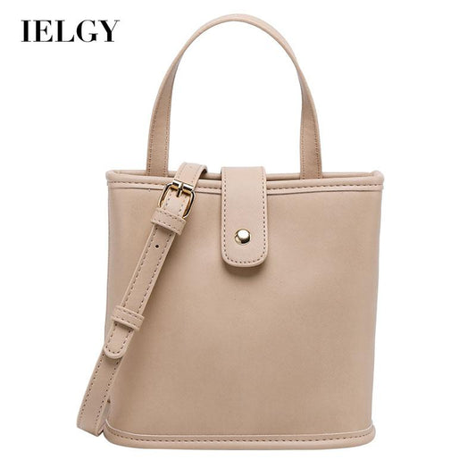 IELGY Versatile Bucket PU One shoulder Crossbody Simple Black Women's bag Portable