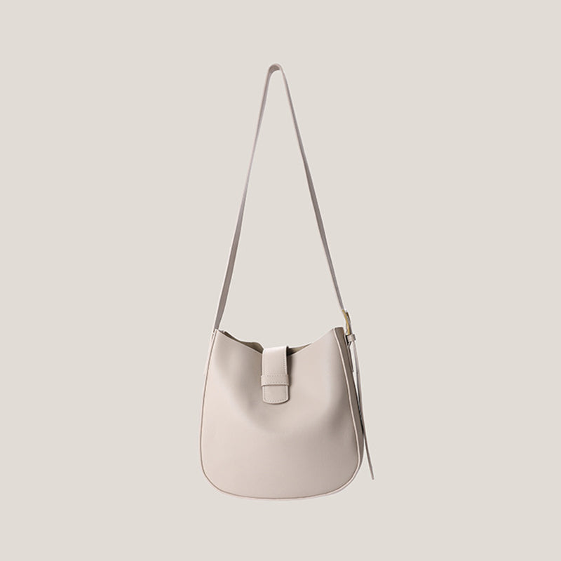 IELGY Women's Bucket Commuter Korean Style Wide Strap Crossbody Bag Soft Leather Simple Large-Capacity New Fashion