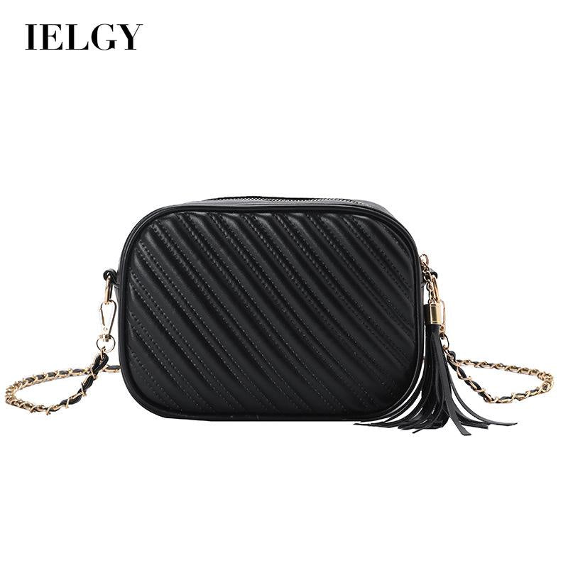 IELGY Black Market On Lingge Retro Women's Chain Crossbody Bag Fashion PU Western Style
