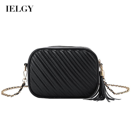 IELGY Black Market On Lingge Retro Women's Chain Crossbody Bag Fashion PU Western Style