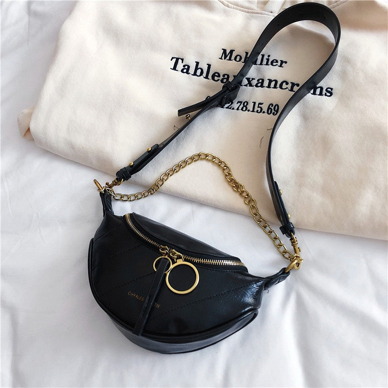 IELGY niche fashion bag chest bag all-match single shoulder messenger bag