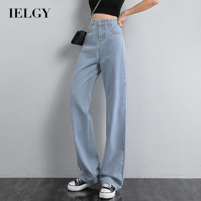 IELGY blue loose straight jeans women high waisted trousers
