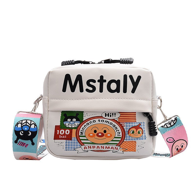 IELGY small bag crossbody street fashion broadband Western style cartoon all-match cute print white Korean version