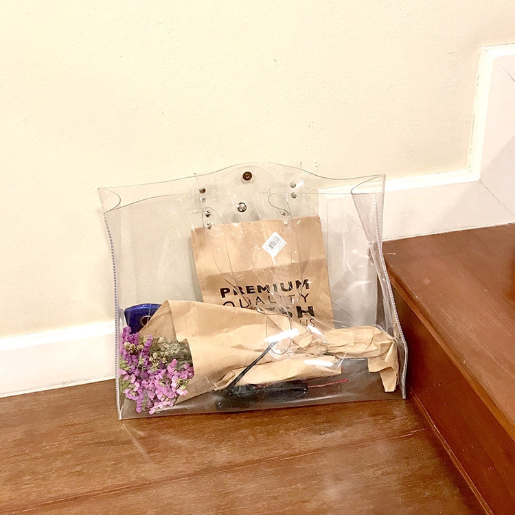 Ins transparent package PVC jelly package shopping beach bag