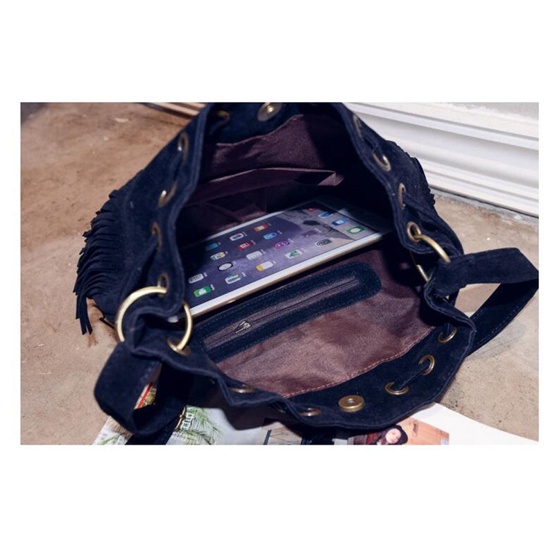 New women bag tassel bucket bag shoulder bag