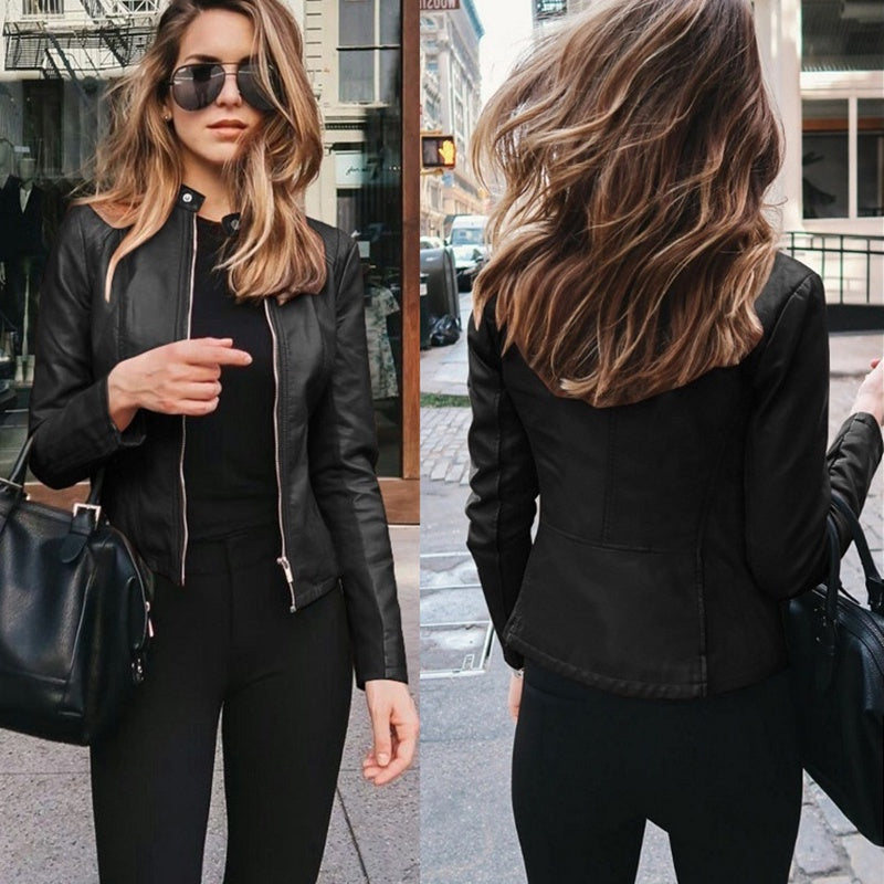 IELGY autumn and winter women's fashion leather PU suit jacket
