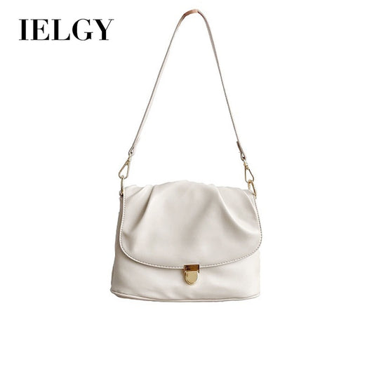 IELGY French niche soft-faced handbag, large-capacity pleated small square bag, textured one-shoulder diagonal handbag