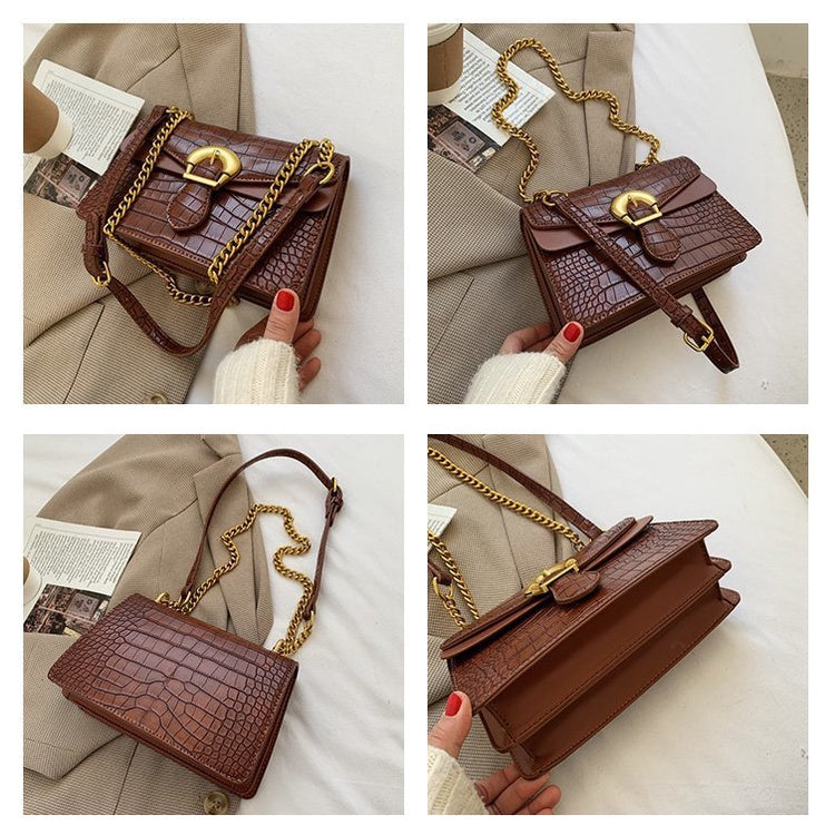 IELGY ins one-shoulder fashion chain portable small square bagshoulder crossbody women simple bag classic street fashion laptop shoulder bag for women