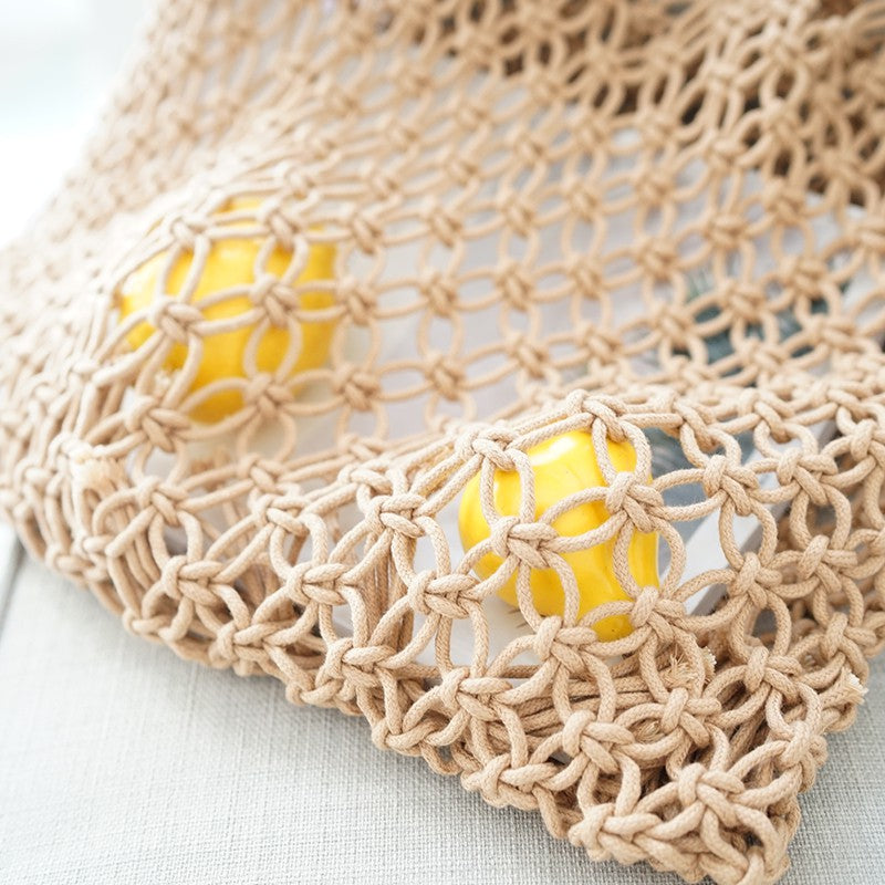 IELGY net woven bag vacation beach bag handbag Fashion