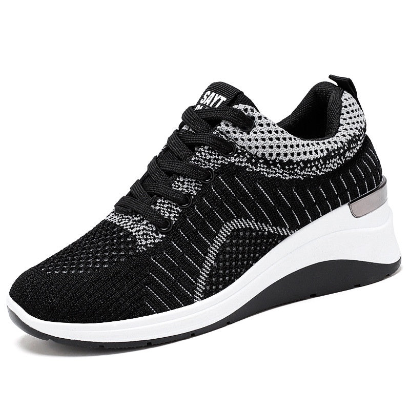IELGY wedge heel lace casual platform lightweight running sneakers women
