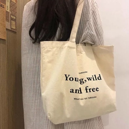 IELGY Shoulder bag female big package Korean simple wild canvas bag