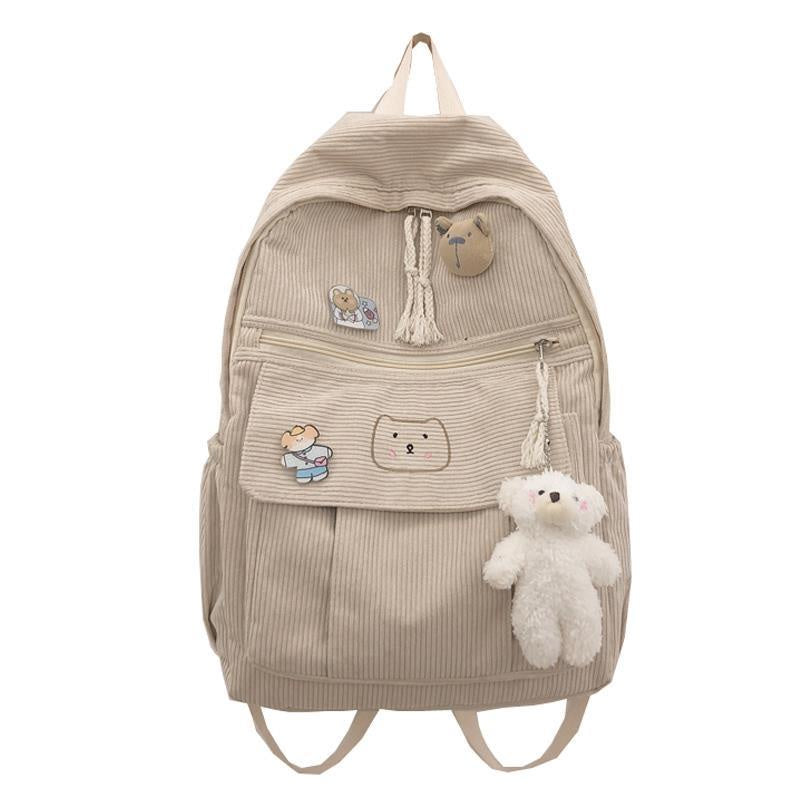 IELGY schoolbag female Korean Harajuku corduroy all-match backpack