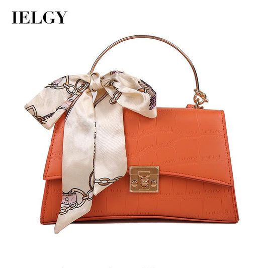 IELGY retro lock stone pattern silk scarf fashion messenger handbag