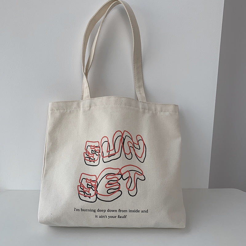 IELGY Japanese art Harajuku simple large-capacity portable canvas bag