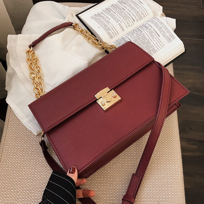 IELGY Women's bag one-shoulder all-match large capacity Korean version stylish simple square chain crossbody