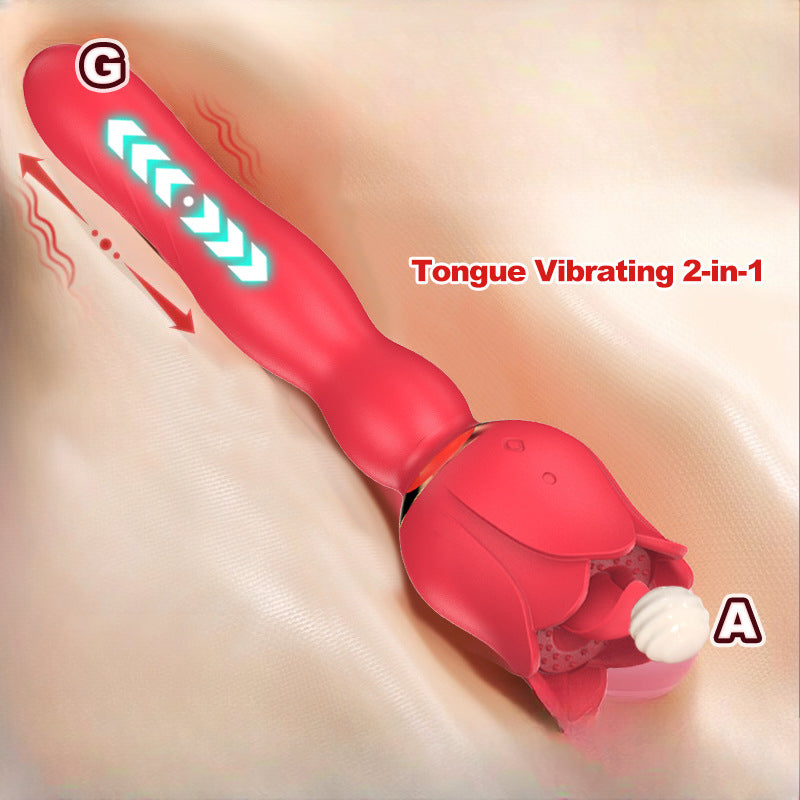 YOUTHAV Lotus vibration super strong stimulation G point direct insertion silicone AV stick motor 12 frequency vibration teasing tongue licking vibrator
