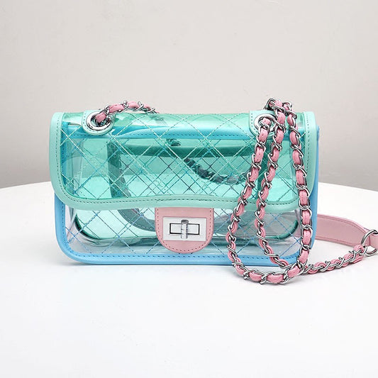 Transparent bag Lingge chain bag Messenger bag Jelly bag