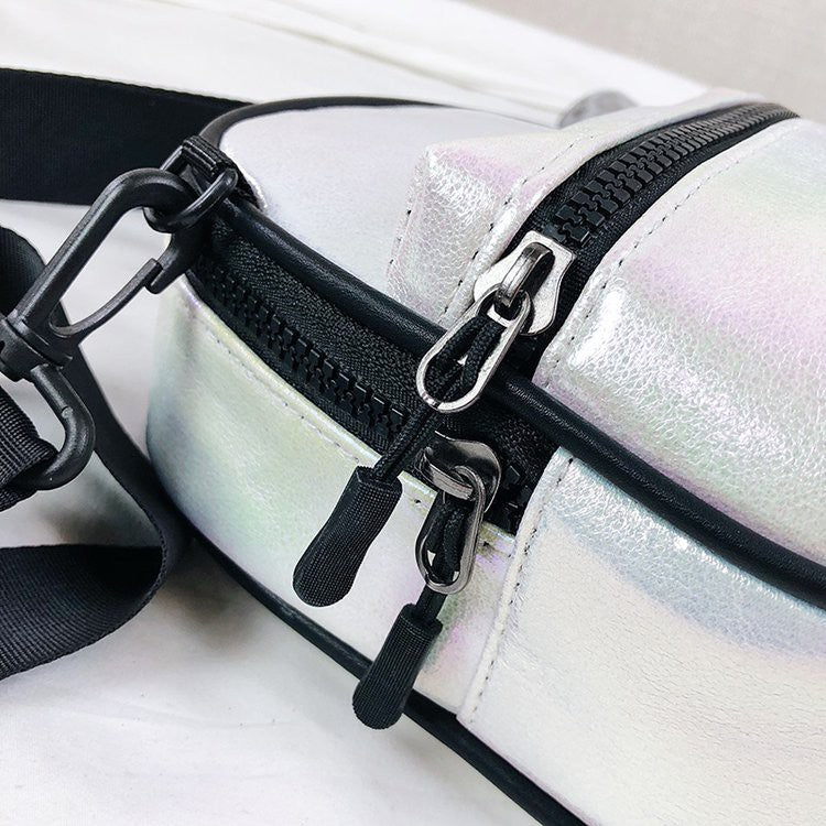 IELGY Laser wide shoulder strap small square bag casual messenger bag