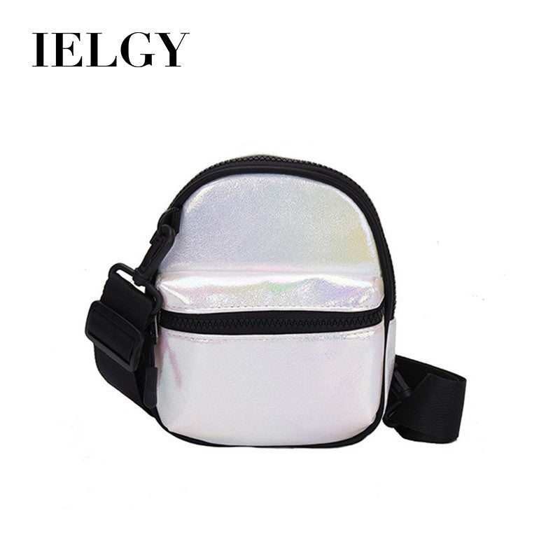 IELGY Laser wide shoulder strap small square bag casual messenger bag