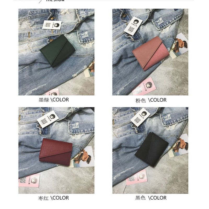 Trifold wallet female short student folding retro Harajuku coin purse