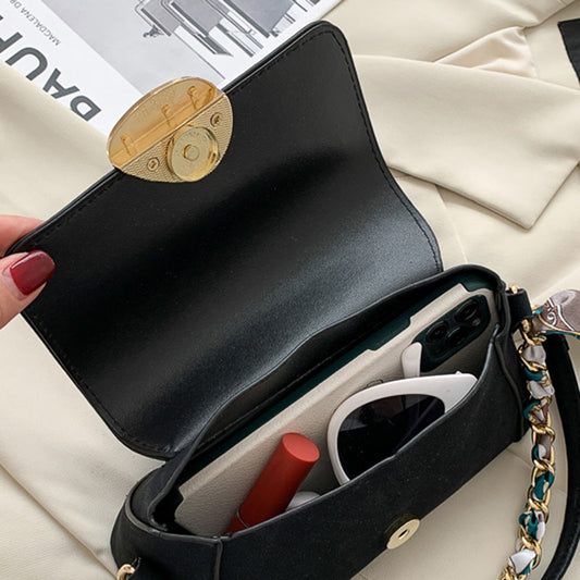 IELGY Women's bag crossbody frosted baguette retro black all-match one shoulder underarm magnetic buckle