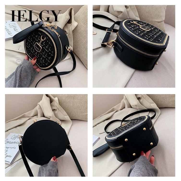 IELGY chain small round stitching handbagshoulder crossbody women simple bag classic street fashion laptop shoulder bag for women
